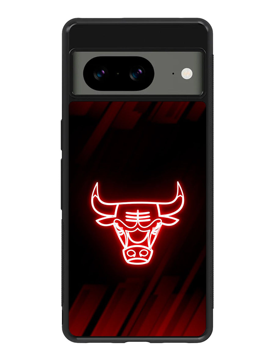 Chicago Bulls NBA Neon Logo Google Pixel 8 Case QC10683