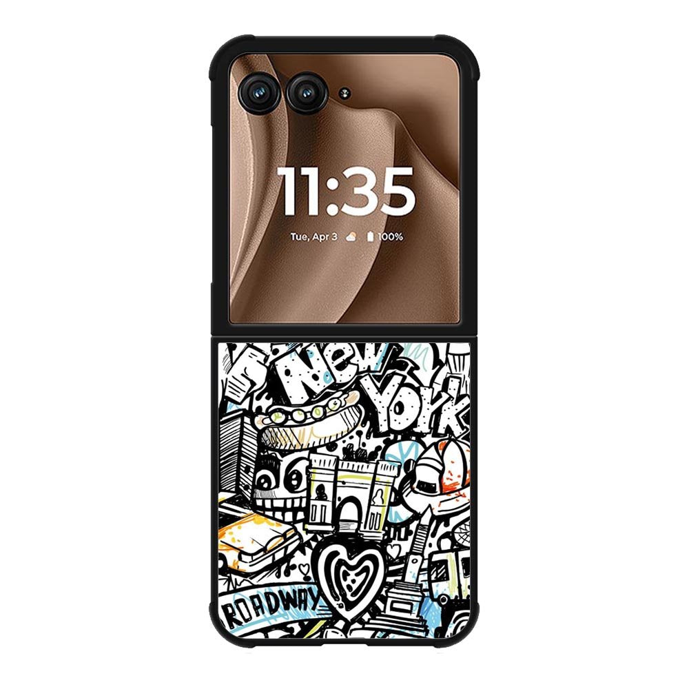 Doodle New York Motorola Moto RAZR Plus 2025 Case OV9338