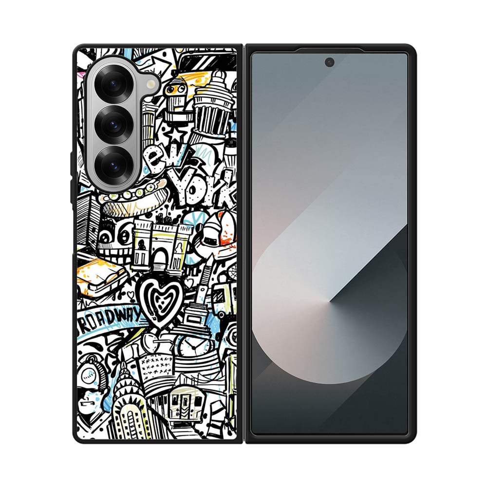 Doodle New York Samsung Galaxy Z Fold 7 5G Case QC9338