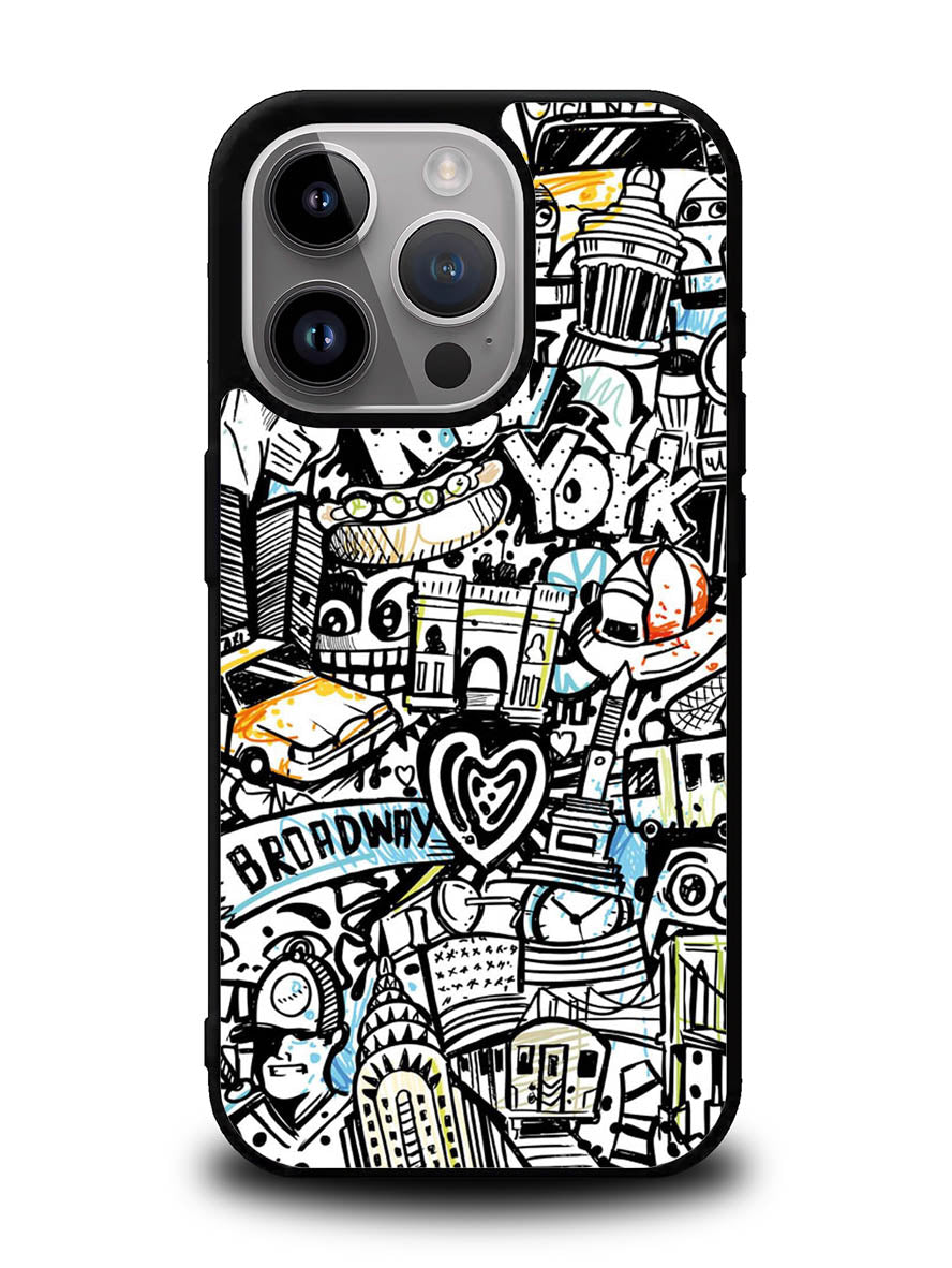 Doodle New York iPhone 16 Pro Case OV9338