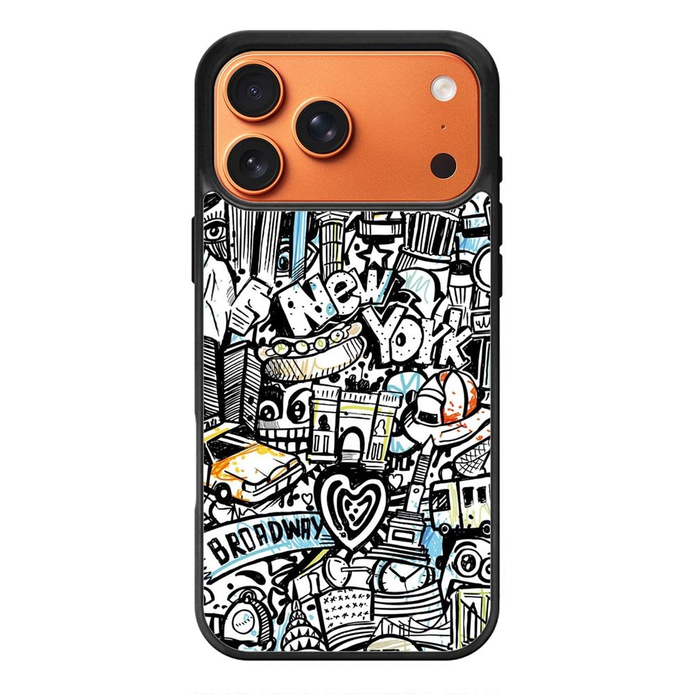 Doodle New York iPhone 17 Pro Max Case QC9338