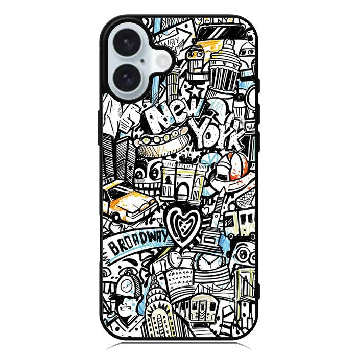 Doodle New York iPhone 16 Plus Case QC9338