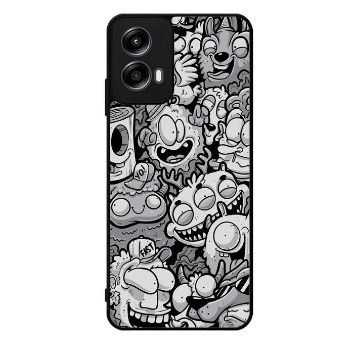 Black Doodle Motorola Moto G Play 2024 Case OV9476