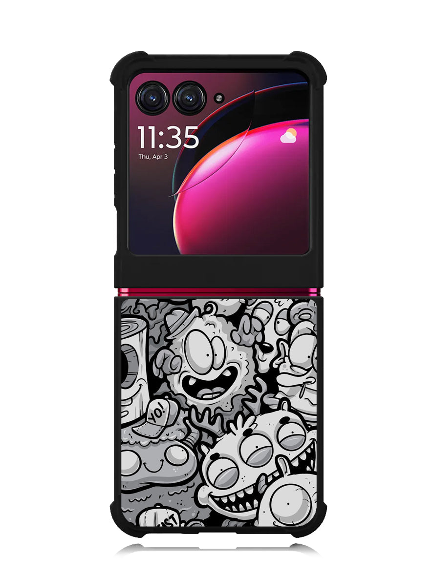 Black Doodle Motorola Moto Razr Plus 2023 , Moto Razr+ 2023 Case OV9476