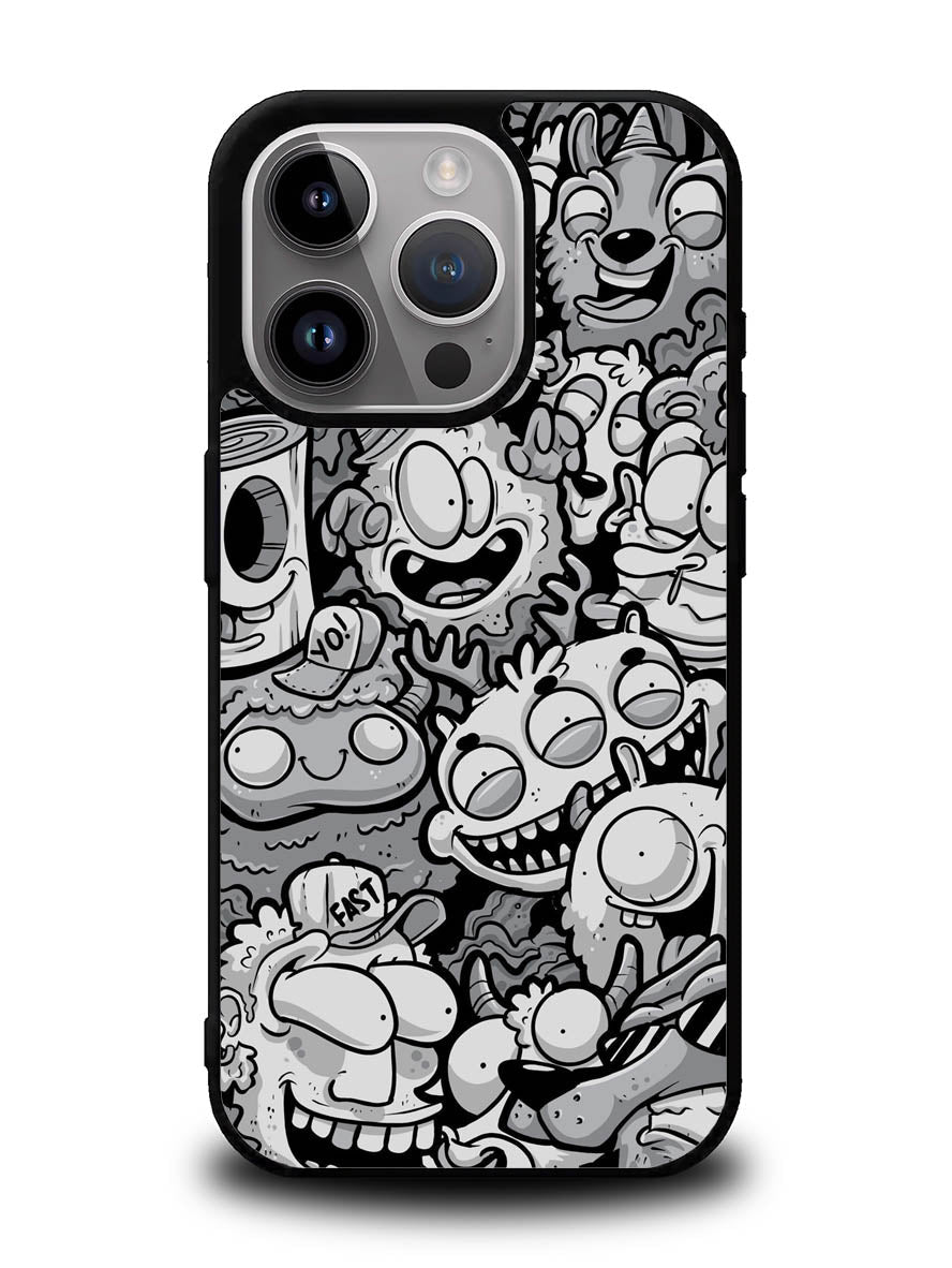Black Doodle iPhone 16 Pro Max Case OV9476