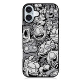 Black Doodle iPhone 16 Plus Case QC9476