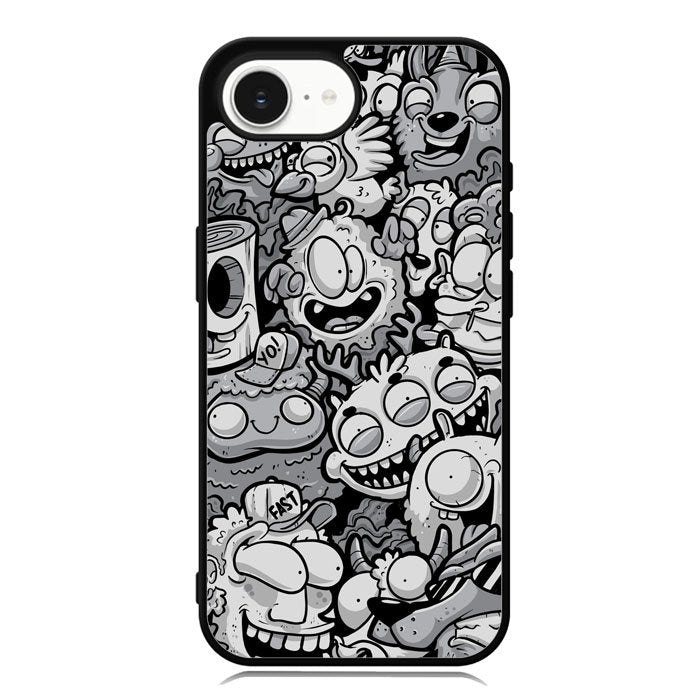 Black Doodle iPhone 16e Case OV9476