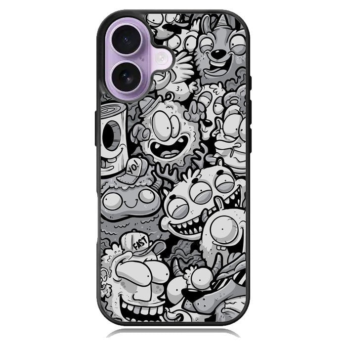 Black Doodle iPhone 17 Case OV9476