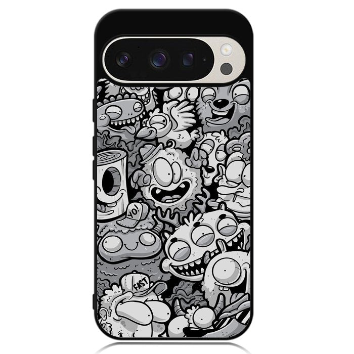 Black Doodle Google Pixel 9 Pro XL Case OV9476