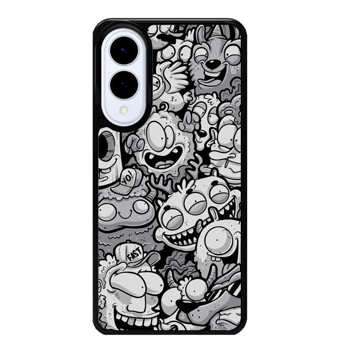 Black Doodle Samsung Galaxy S25 Edge 5G Case OV9476