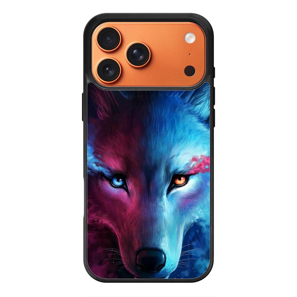 Wolf Art Blue Red iPhone 17 Pro Case QC8673