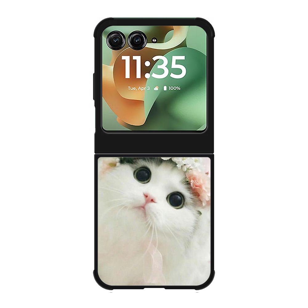 White Cat Motorola Moto RAZR 2025 Case OV5735