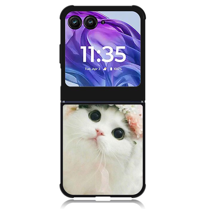 White Cat Motorola Moto Razr Plus 2024 , Moto Razr+ 2024 Case OV5735