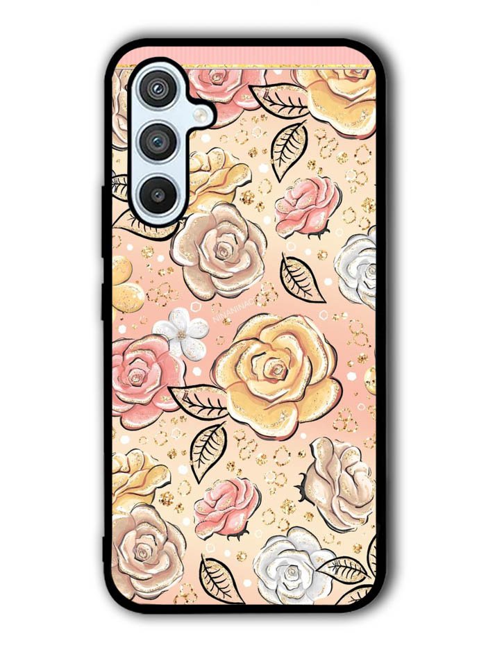 Gold Glitter Flowers Samsung Galaxy A54 5G Case OV5906