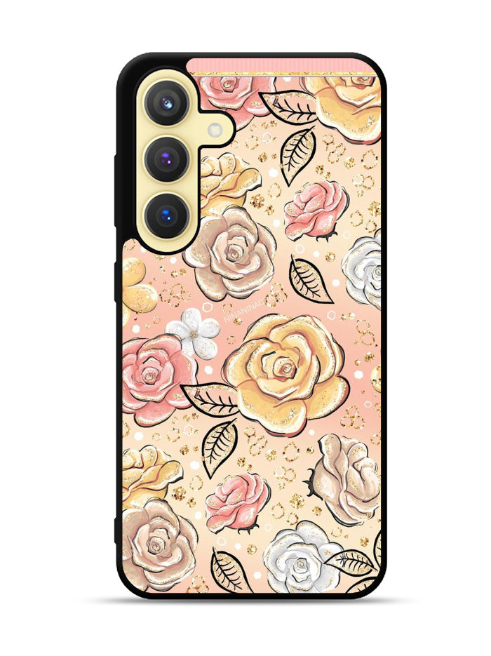 Gold Glitter Flowers Samsung Galaxy S24 FE 5G Case OV5906