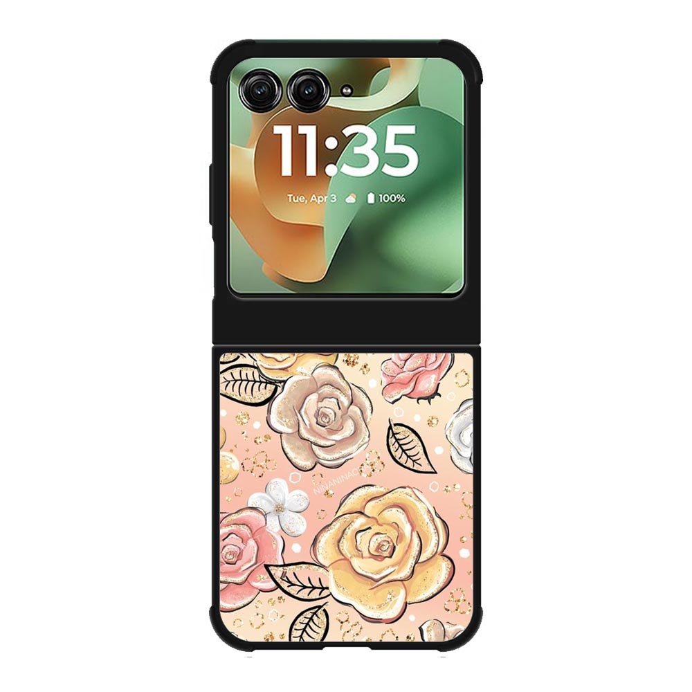 Gold Glitter Flowers Motorola Moto RAZR 2025 Case OV5906