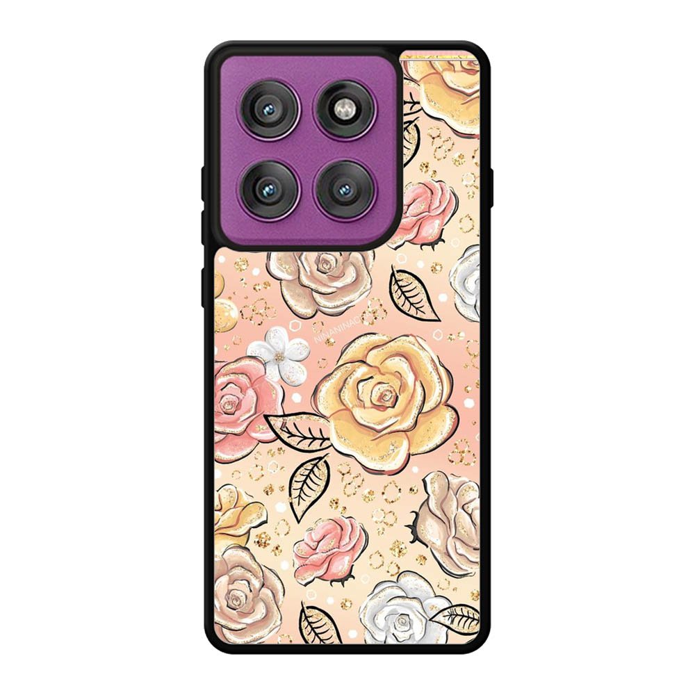 Gold Glitter Flowers Motorola Moto Edge 60 Pro Case QC5906