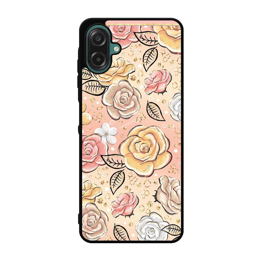 Gold Glitter Flowers Samsung Galaxy A07 Case QC5906