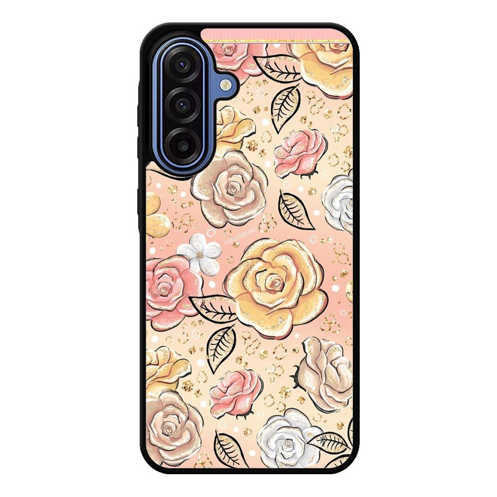 Gold Glitter Flowers Samsung Galaxy A17 Case QC5906