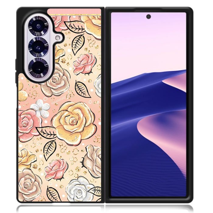 Gold Glitter Flowers Samsung Galaxy Z Fold 7 Case OV5906