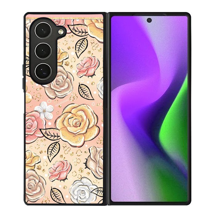 Gold Glitter Flowers Samsung Galaxy Z Fold 6 5G 2024 Case OV5906