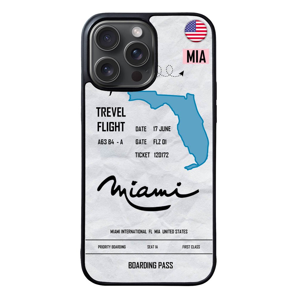 Custom Miami Boarding Pass FLF0570 iPhone 15 Pro Max Case