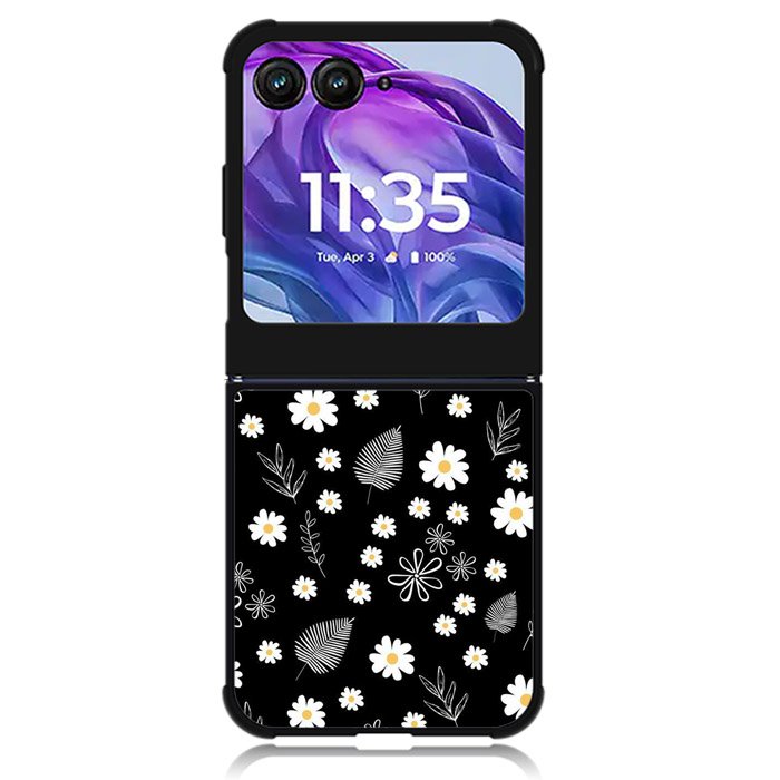 Floral Flower Black White Motorola Moto Razr Plus 2024 , Moto Razr+ 2024 Case OV11088
