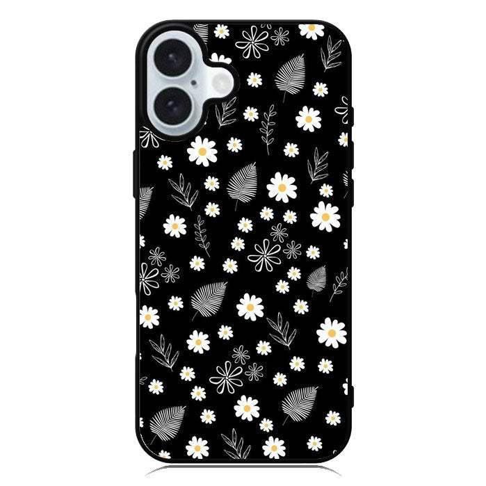 Floral Flower Black White iPhone 16 Case QC11088