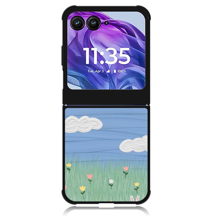 Summer Rabbit and Flower Motorola Moto Razr Plus 2024 , Moto Razr+ 2024 Case OV11048