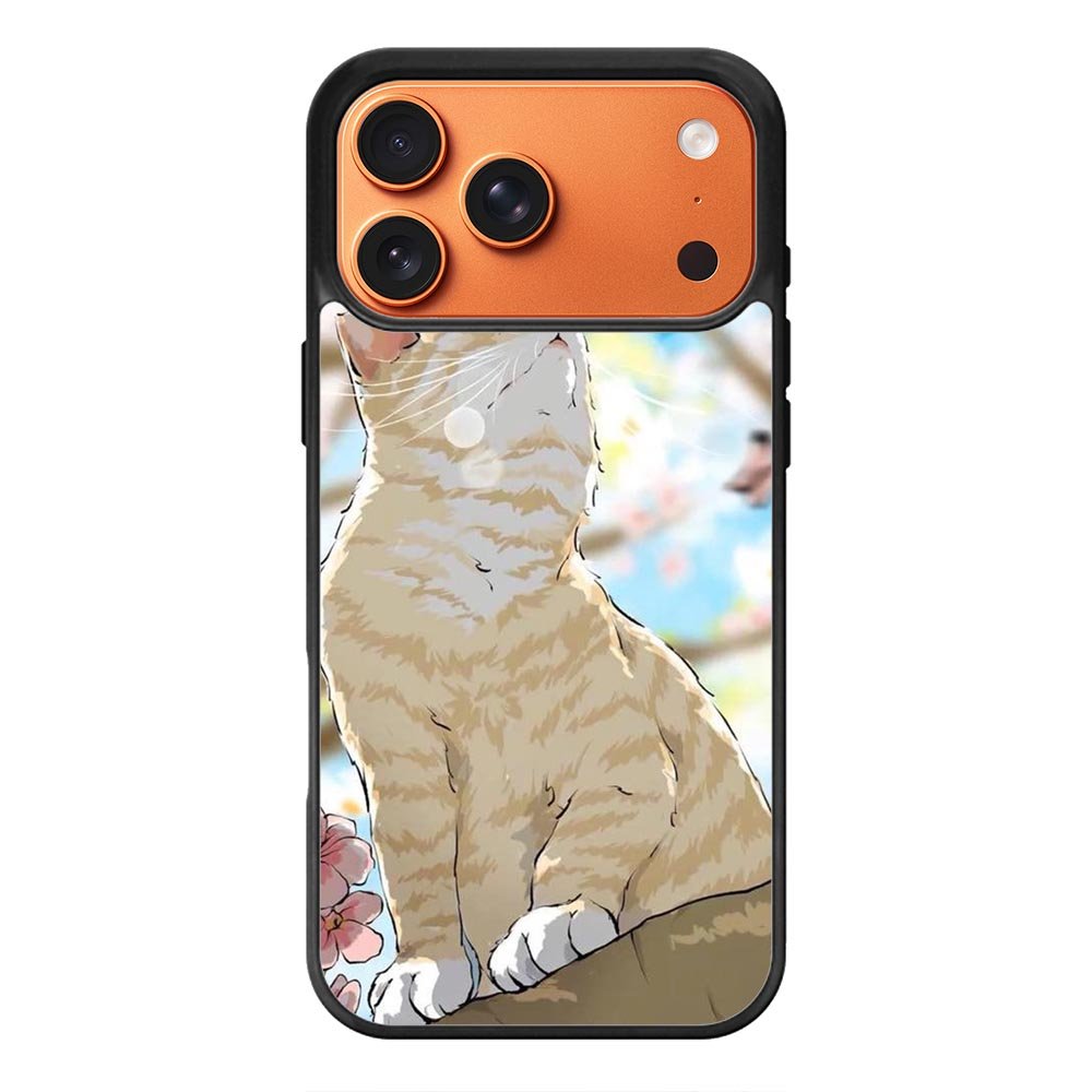 Cat and Butterfly Cartoon iPhone 17 Pro Case OV11191