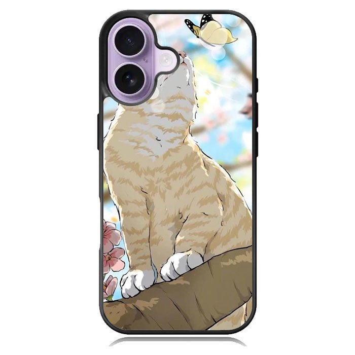 Cat and Butterfly Cartoon iPhone 17 Case OV11191