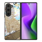 Cat and Butterfly Cartoon Samsung Galaxy Z Fold 6 5G 2024 Case OV11191