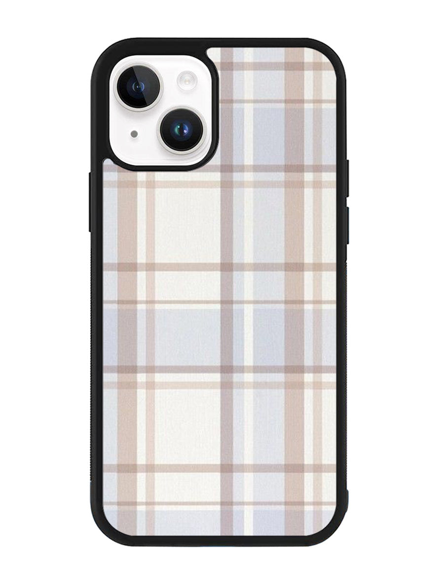 Grid Aesthetic Soft Brown iPhone 14 Case QC11102