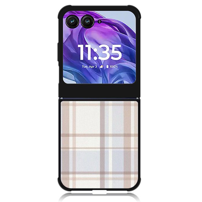 Grid Aesthetic Soft Brown Motorola Moto Razr Plus 2024 , Moto Razr+ 2024 Case OV11102
