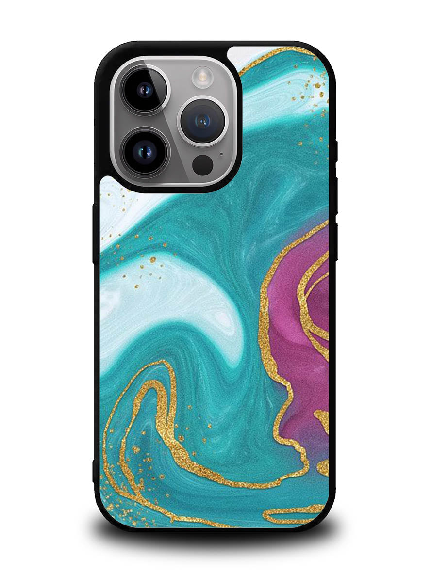 Marble Green and Purple iPhone 16 Pro Max Case OV10963