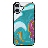 Marble Green and Purple iPhone 16 Case QC10963