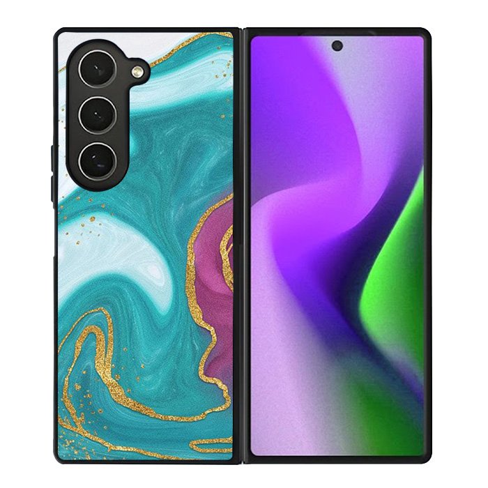 Marble Green and Purple Samsung Galaxy Z Fold 6 5G 2024 Case OV10963