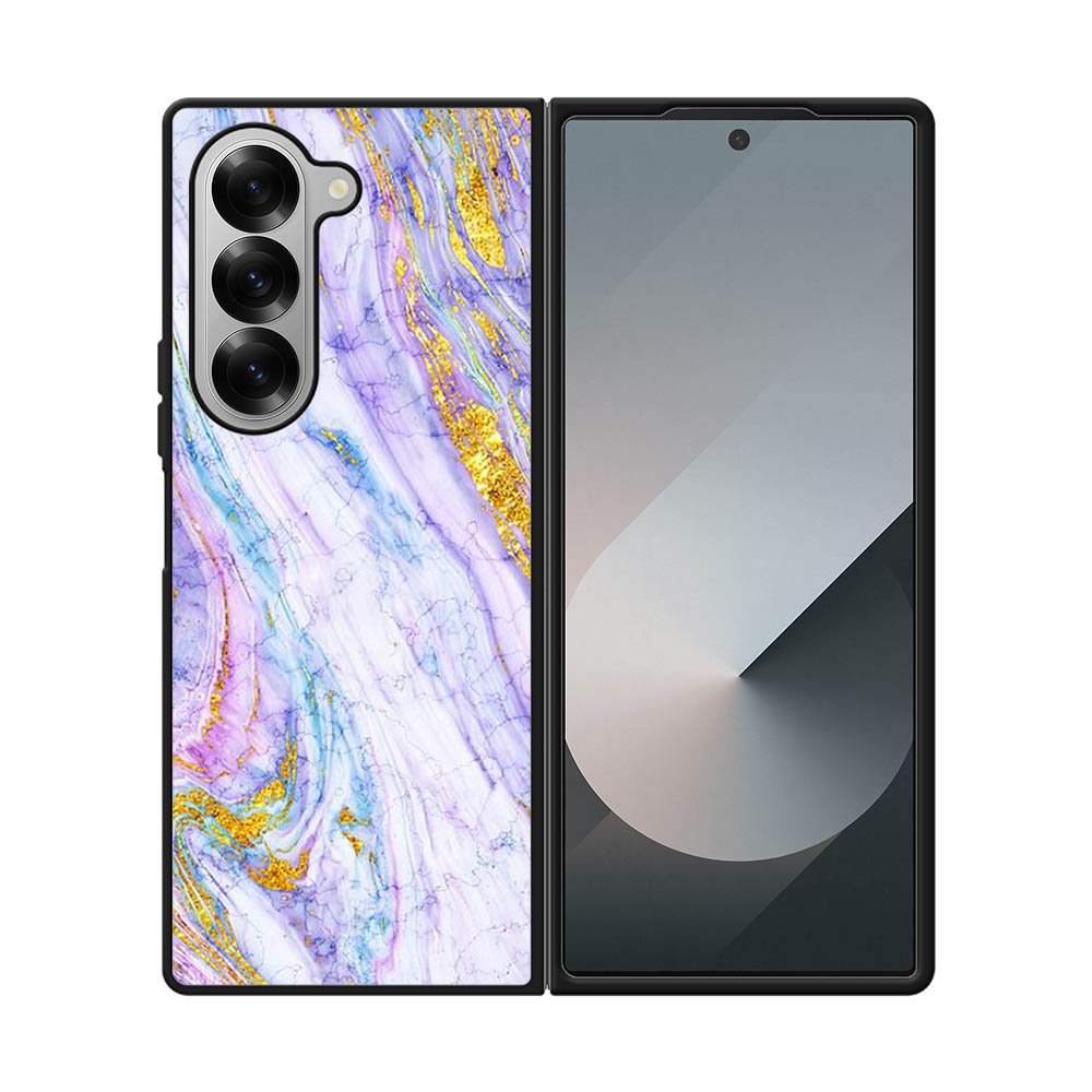 Marble Purple Gold Soft Samsung Galaxy Z Fold 7 5G Case QC10965