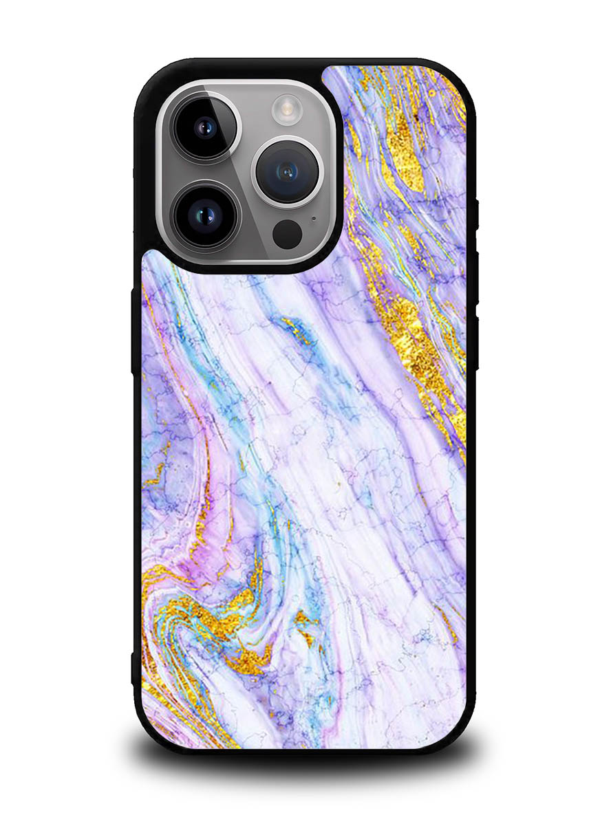 Marble Purple Gold Soft iPhone 16 Pro Max Case QC10965