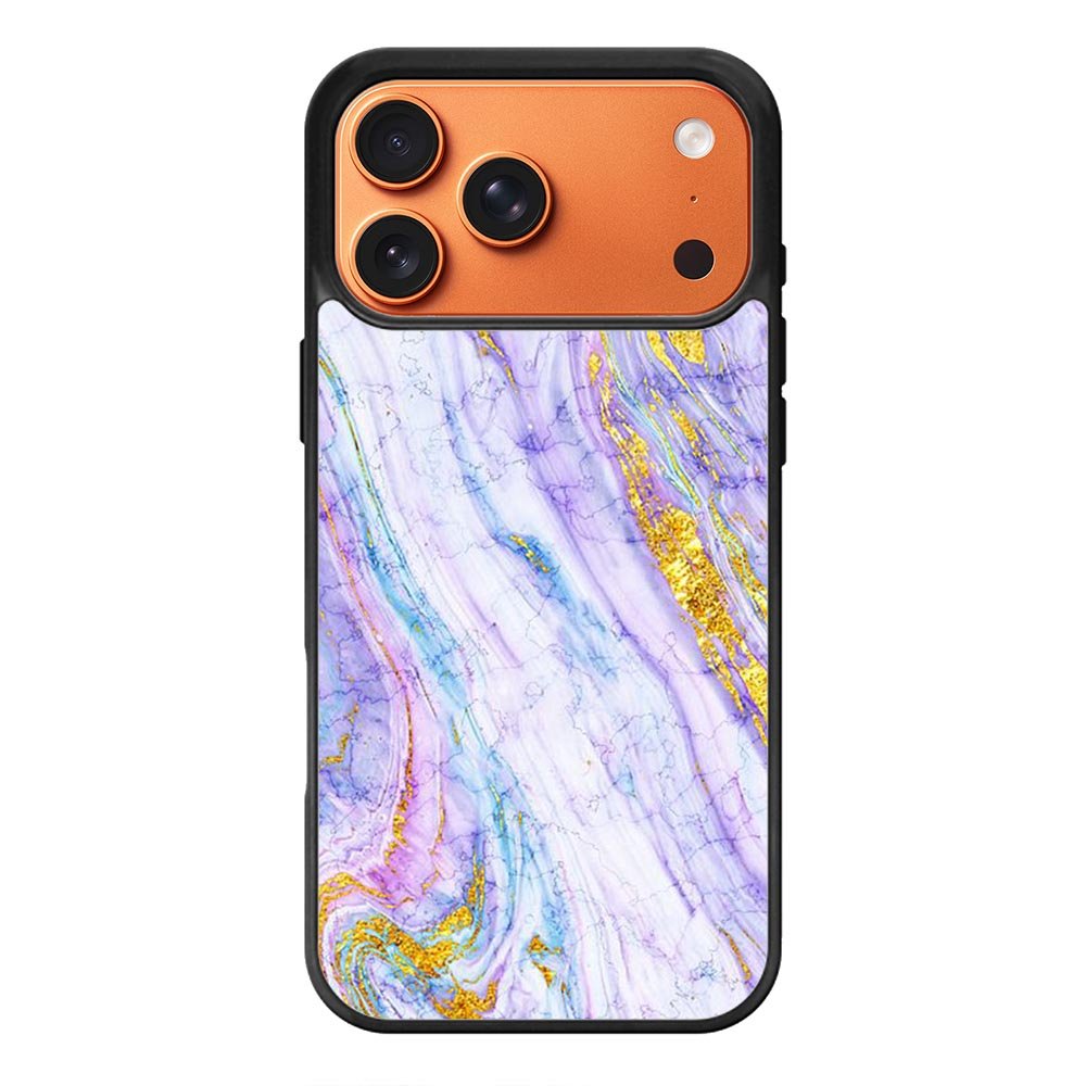 Marble Purple Gold Soft iPhone 17 Pro Case QC10965