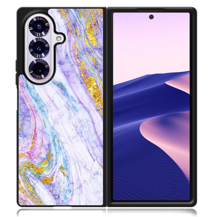 Marble Purple Gold Soft Samsung Galaxy Z Fold 7 Case OV10965