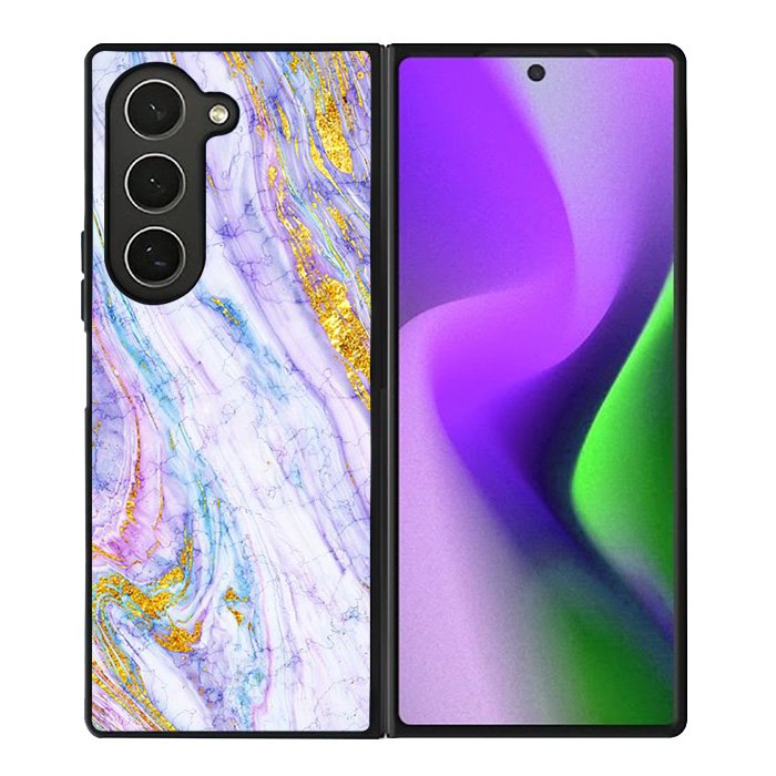 Marble Purple Gold Soft Samsung Galaxy Z Fold 6 5G 2024 Case OV10965