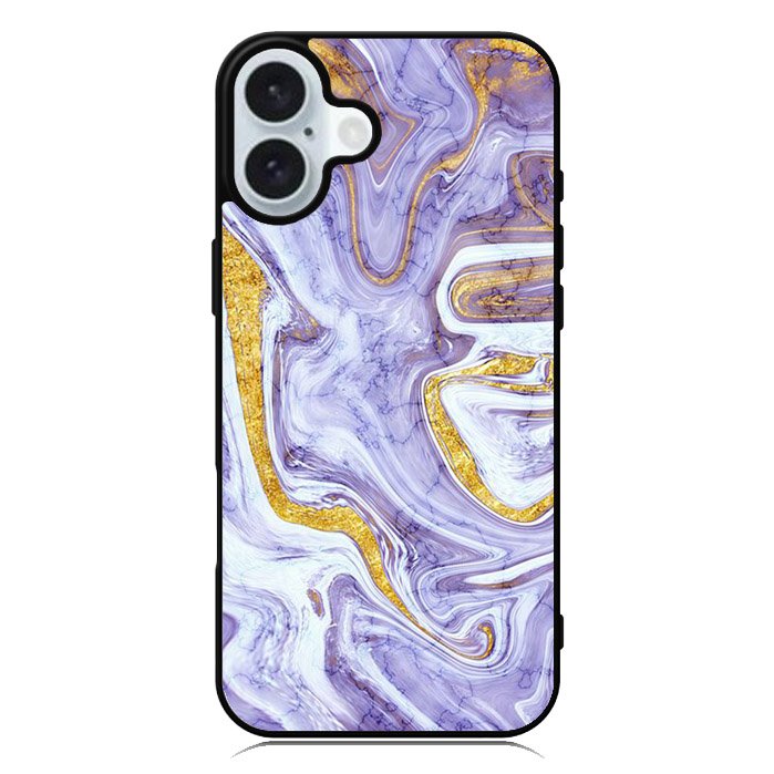 Beautifull Marble Purple and Gold iPhone 16 Case QC11157