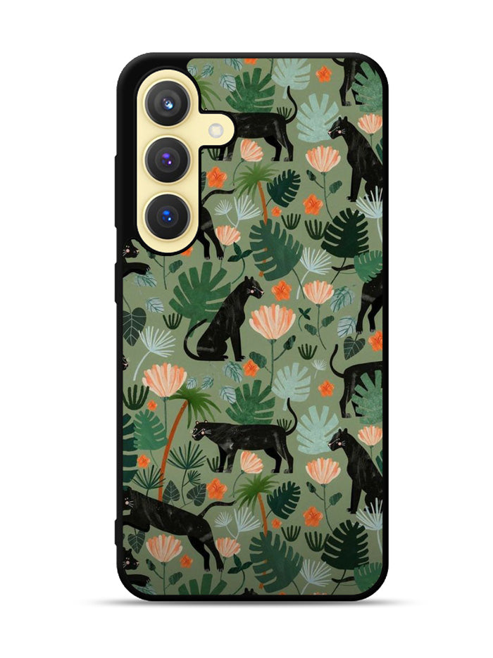 Black Panther on Flores Samsung Galaxy S25 Plus 5G , Samsung Galaxy S25+ 5G Case OV10654