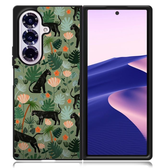 Black Panther on Flores Samsung Galaxy Z Fold 7 Case OV10654