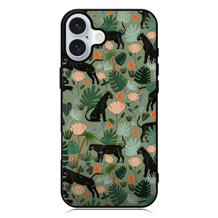 Black Panther on Flores iPhone 16 Case QC10654