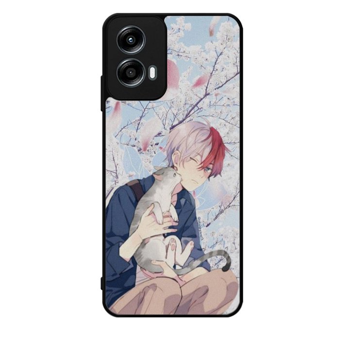 anime boy with cat Motorola Moto G Play 2024 Case OV0097
