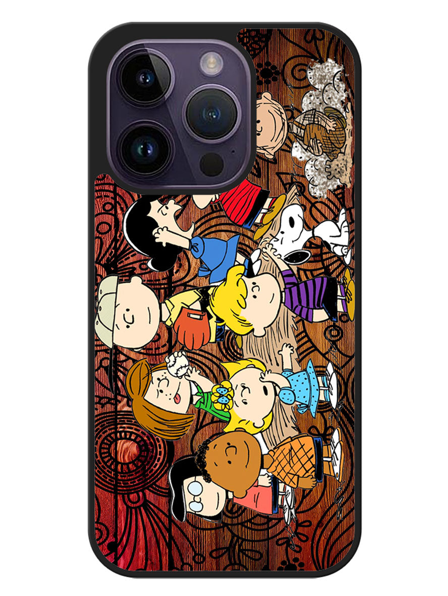 Peanuts In Background Wood Art iPhone 14 Pro Case