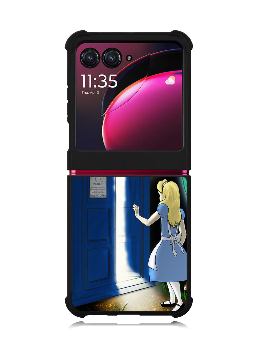 Alice Wonderland On Tardis Motorola Moto Razr Plus 2023 , Moto Razr+ 2023 Case