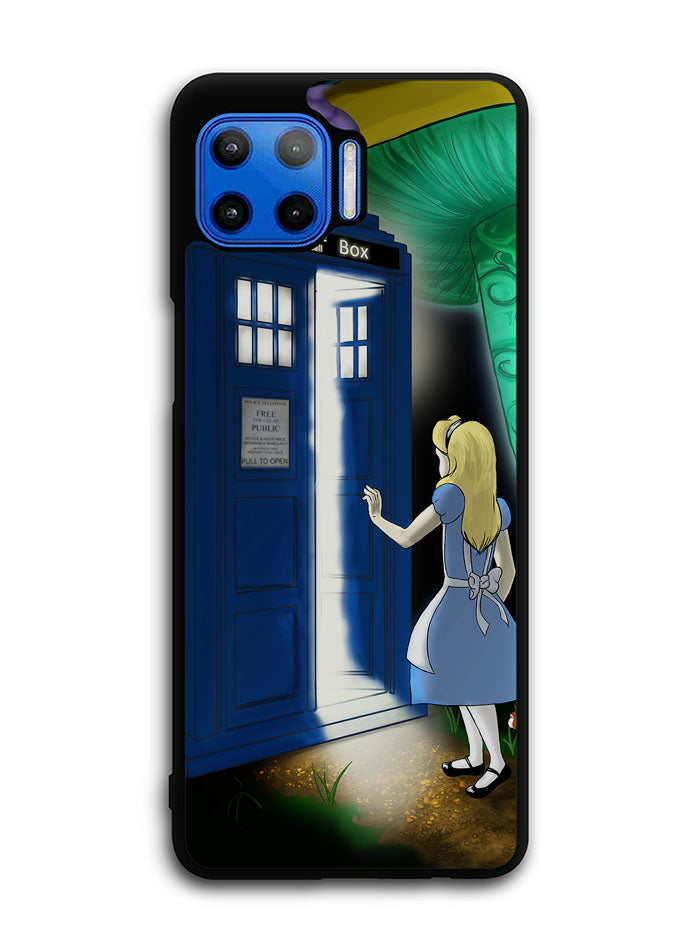 Alice Wonderland On Tardis Motorola Moto One 5G Case , Moto One 5G UW Case , Moto G 5G Plus Case